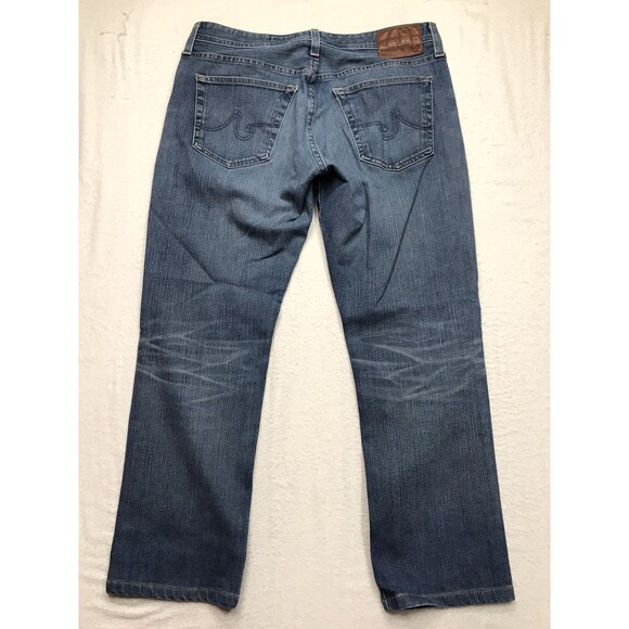 AG ADRIANO GOLDSCHMIED Everett Jeans Men 33R(33x30) Light Wash Whisker Denim - Picture 2 of 16